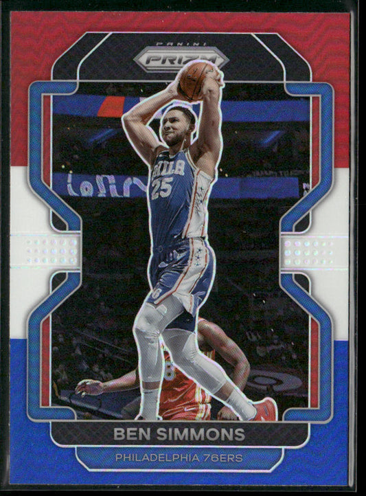 Ben Simmons 2021-22 Panini Prizm Red White and Blue #199 Philadelphia 76ers
