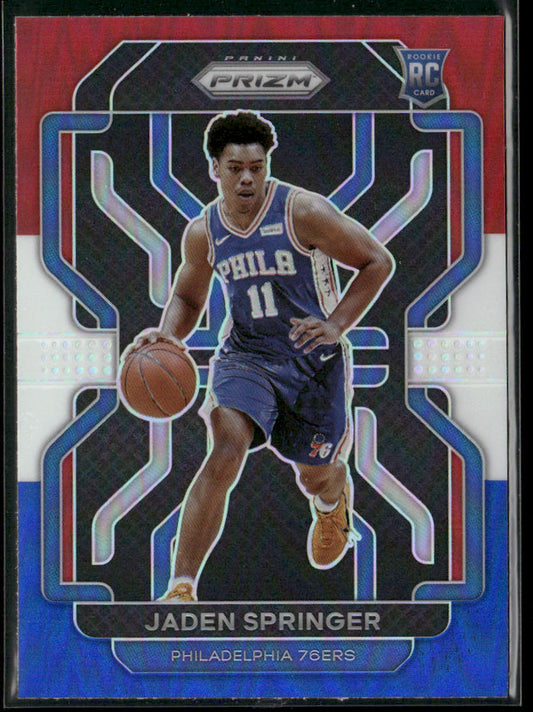 Jaden Springer 2021-22 Panini Prizm Red White and Blue #317 RC 76ers