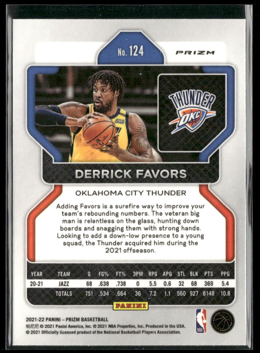 Derrick Favors 2021-22 Panini Prizm Red White and Blue #124 City Thunder