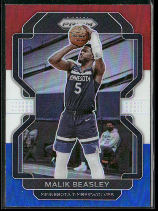 Malik Beasley 2021-22 Panini Prizm Red White and Blue #98 Minnesota Timberwolves