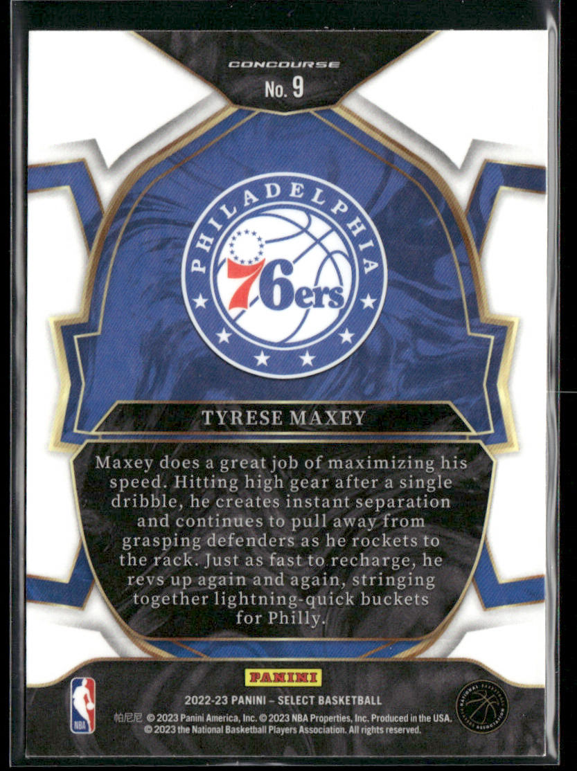Tyrese Maxey 2022-23 Panini Select Blue (Retail Base) #9 Philadelphia 76ers