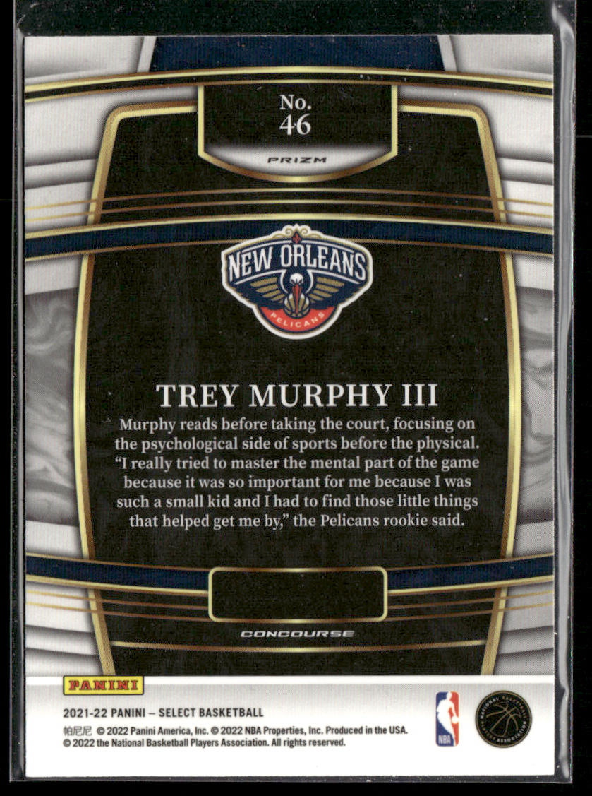 Trey Murphy III 2021-22 Panini Select Blue Shimmer Prizms #46 RC Pelicans