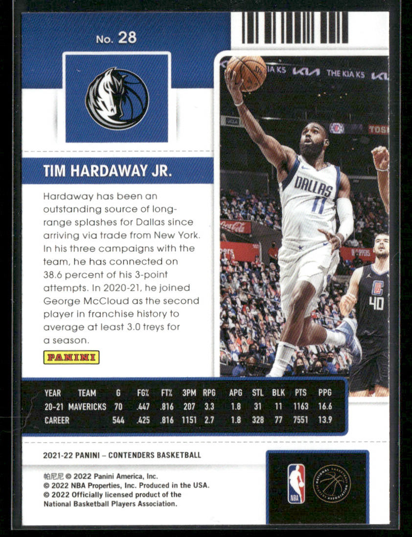 Tim Hardaway Jr. 2021-22 Panini Contenders #28 Dallas Mavericks