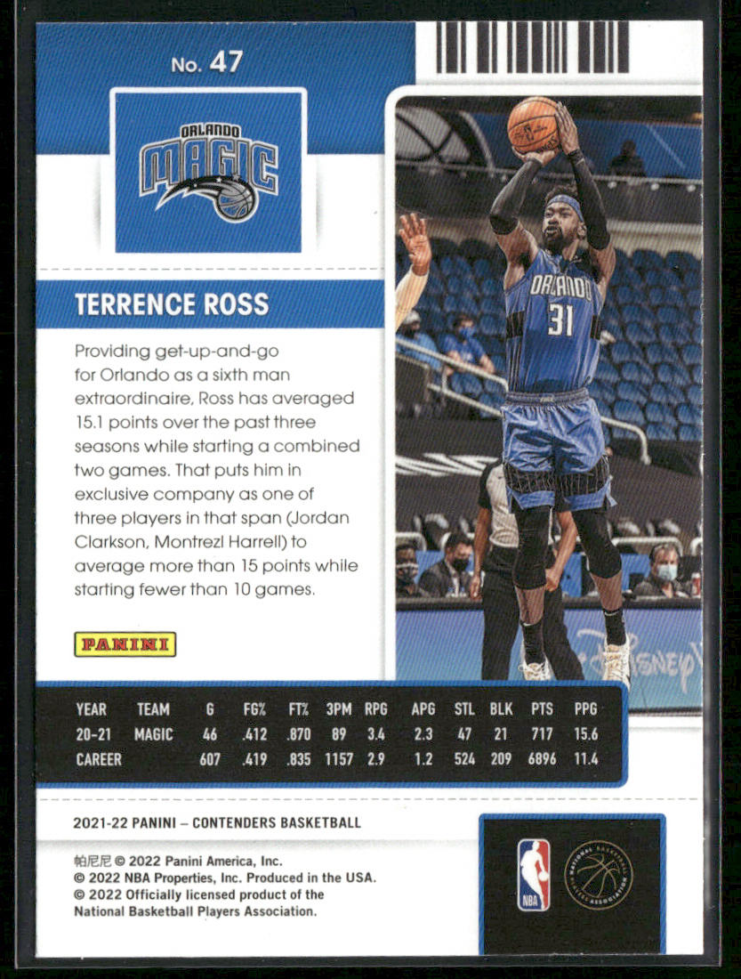 Terrence Ross 2021-22 Panini Contenders #47 Orlando Magic