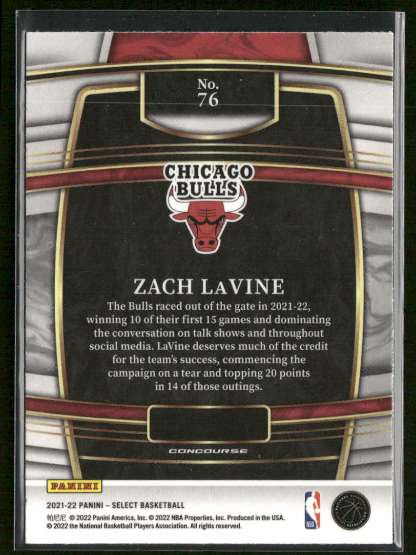 Zach LaVine 2021-22 Panini Select Blue (Retail Base) #76 Chicago Bulls