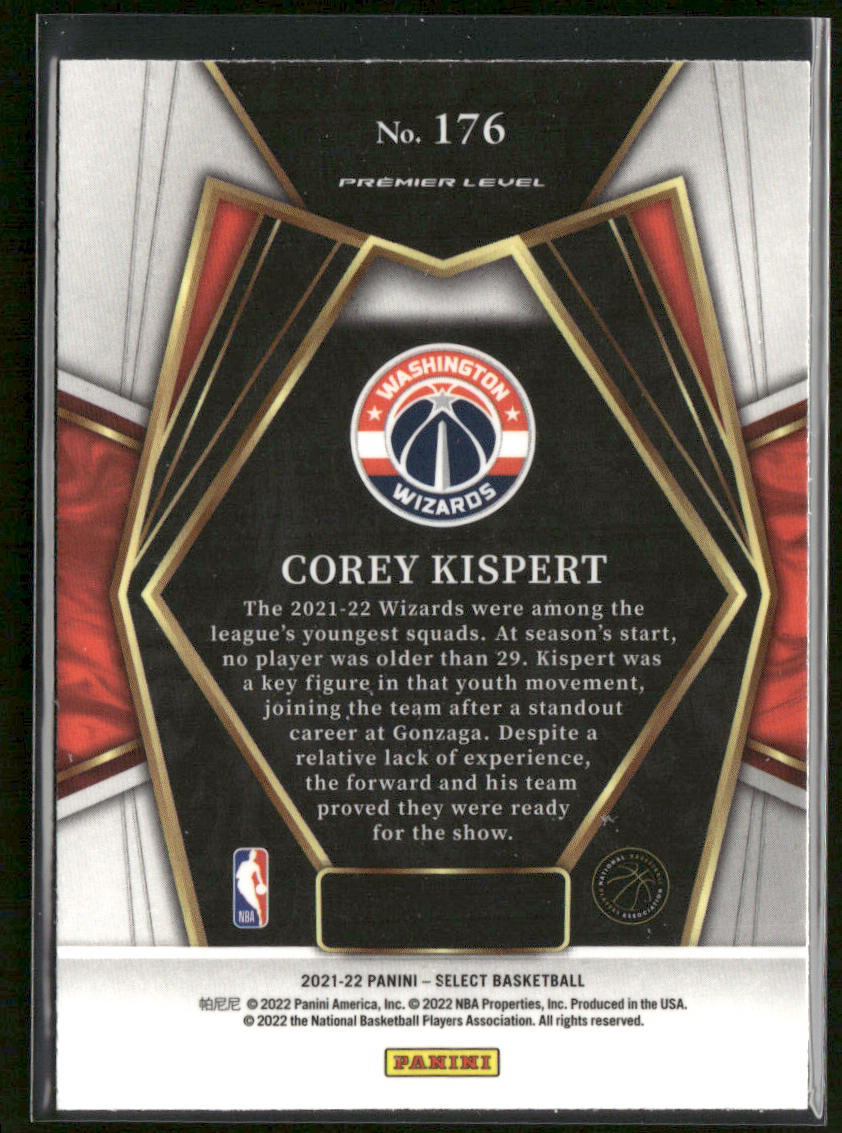 Corey Kispert 2021-22 Panini Select Blue (Retail Base) #176 RC Wizards