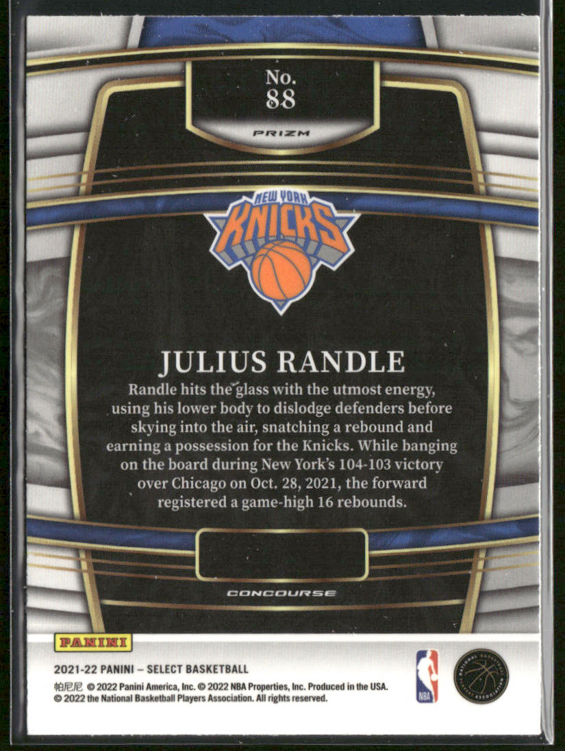 Julius Randle 2021-22 Panini Select Green White Purple Prizms #88 Knicks