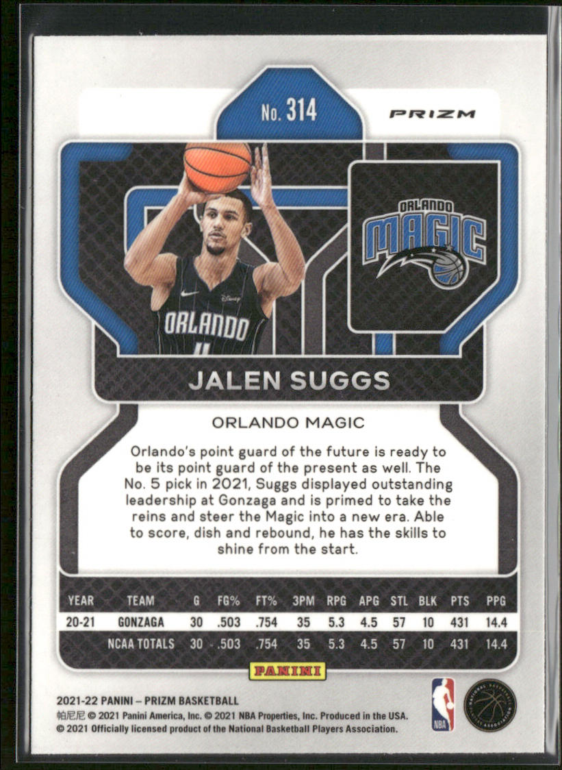 Jalen Suggs 2021-22 Panini Prizm Green Wave #314 RC Orlando Magic