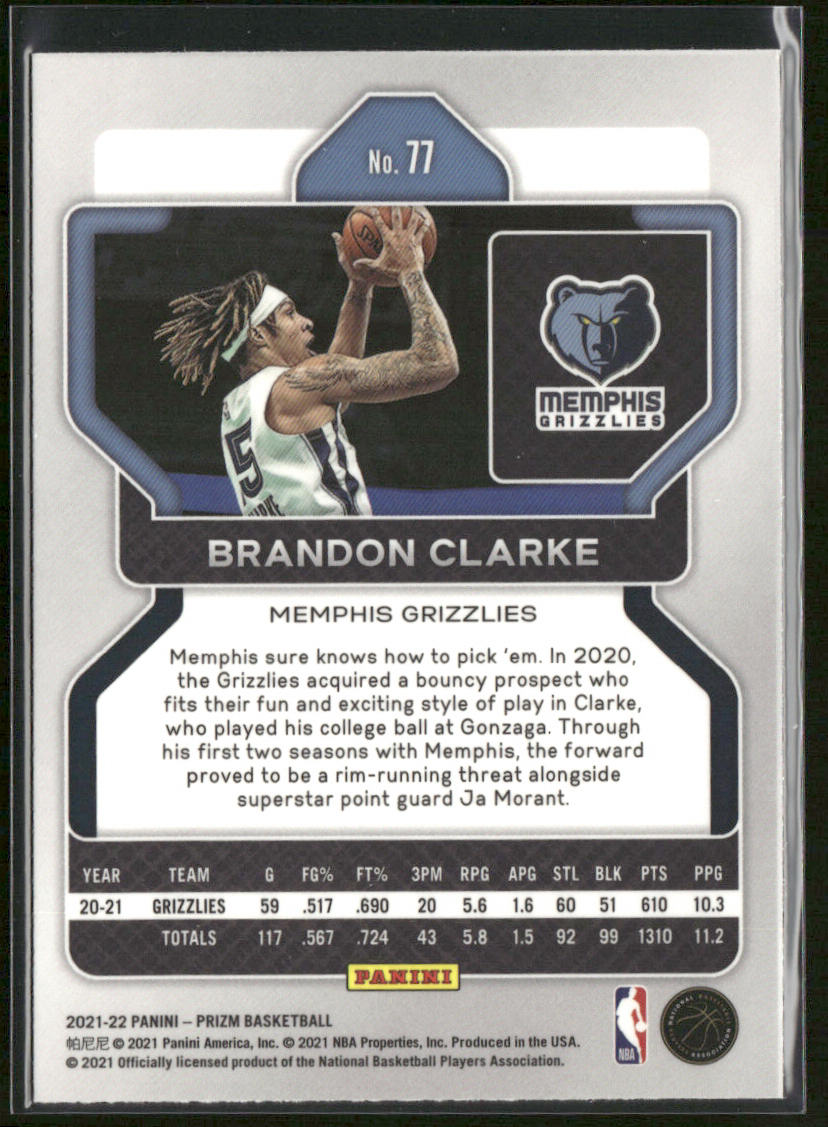 Brandon Clarke 2021-22 Panini Prizm #77 Memphis Grizzlies