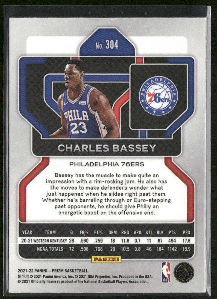 Charles Bassey 2021-22 Panini Prizm #304 RC Philadelphia 76ers