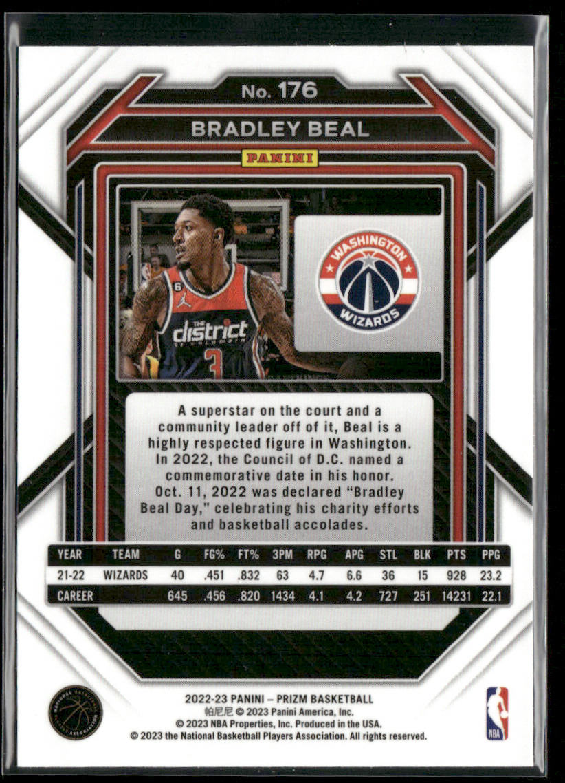 Bradley Beal 2022-23 Panini Prizm #176 Washington Wizards