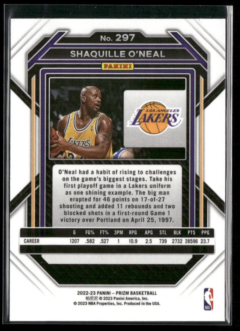 Shaquille O'Neal 2022-23 Panini Prizm #297 Los Angeles Lakers