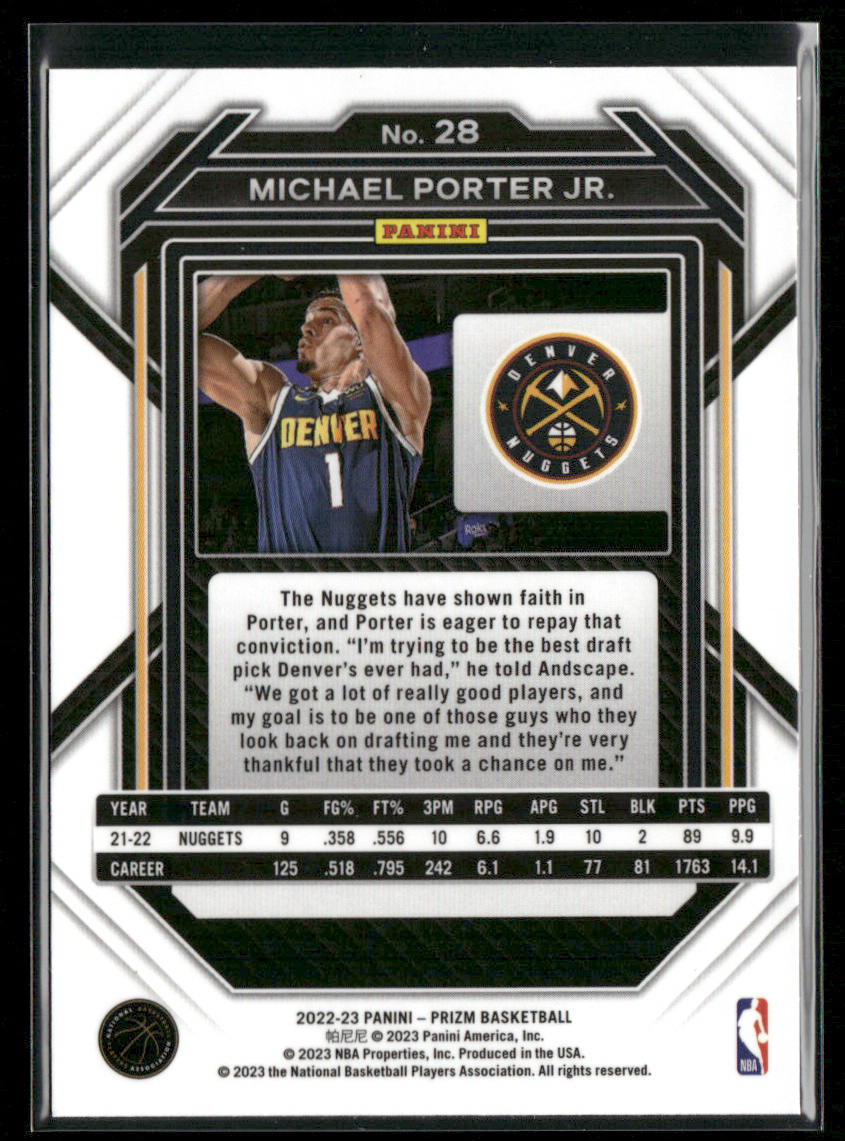 Michael Porter Jr. 2022-23 Panini Prizm #28 Denver Nuggets
