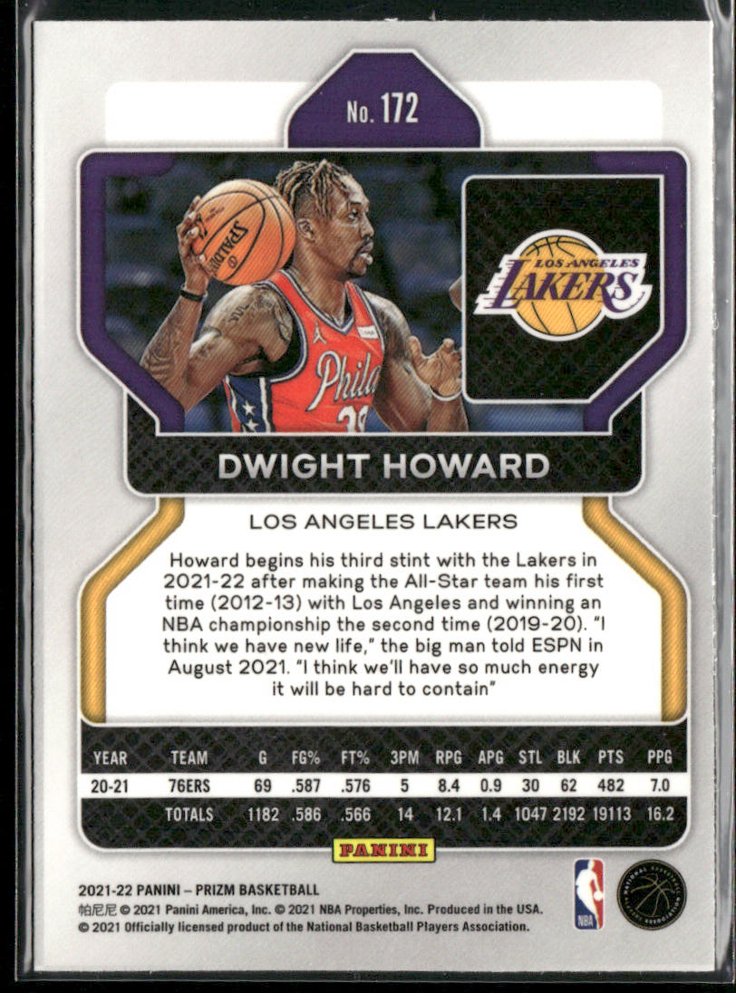 Dwight Howard 2021-22 Panini Prizm #172 Los Angeles Lakers back
