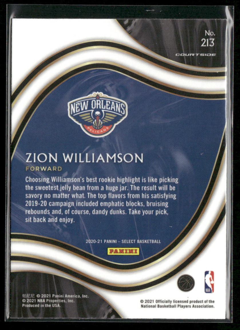 Zion Williamson 2020-21 Panini Select Blue #213 New Orleans Pelicans