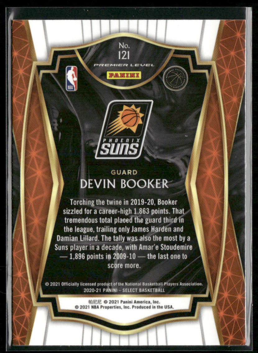 Devin Booker 2020-21 Panini Select Blue #121 Phoenix Suns