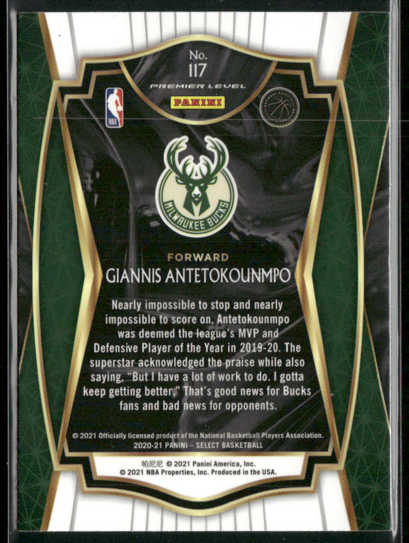 Giannis Antetokounmpo 2020-21 Panini Select Blue #117 Milwaukee Bucks