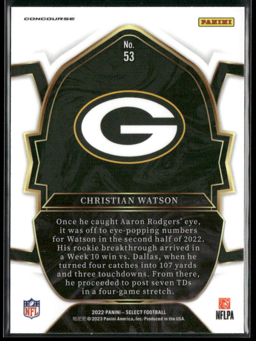 Christian Watson 2022 Panini Select #53 RC Green Bay Packers