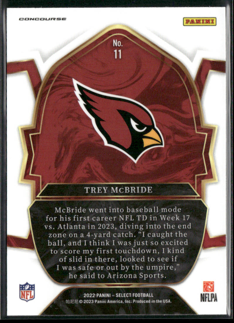 Trey McBride 2022 Panini Select #11 RC Arizona Cardinals