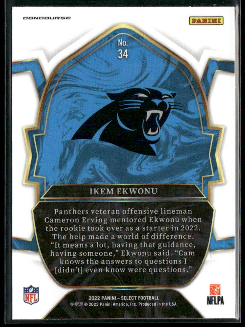Ikem Ekwonu 2022 Panini Select #34 RC Carolina Panthers