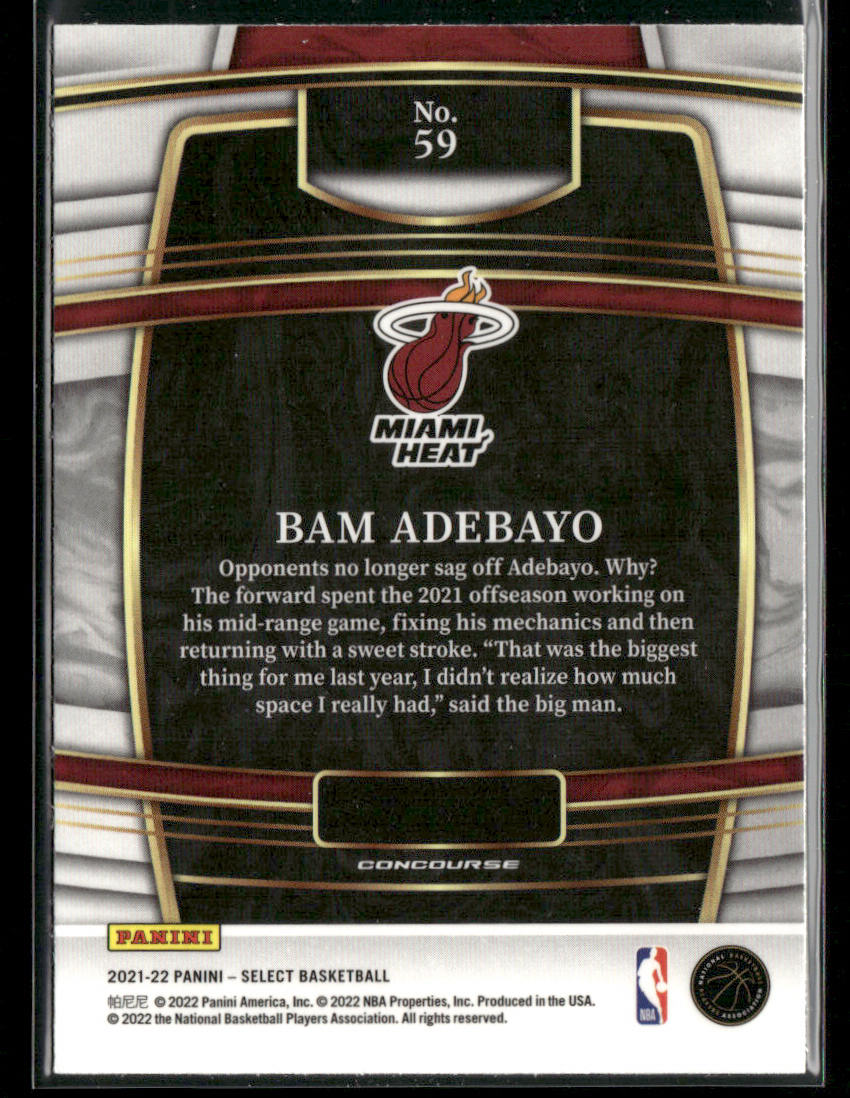 Bam Adebayo 2021-22 Panini Select Blue (Retail Base) #59 Miami Heat