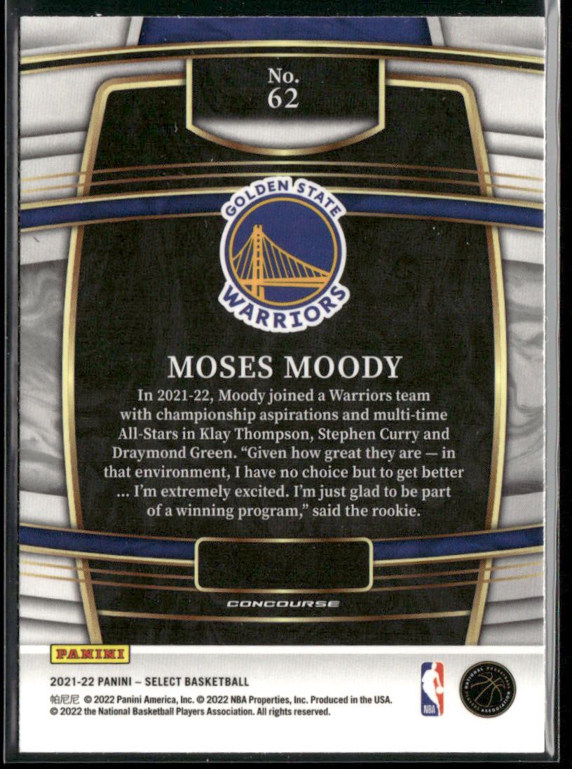 Moses Moody 2021-22 Panini Select Blue (Retail Base) #62 RC Warriors
