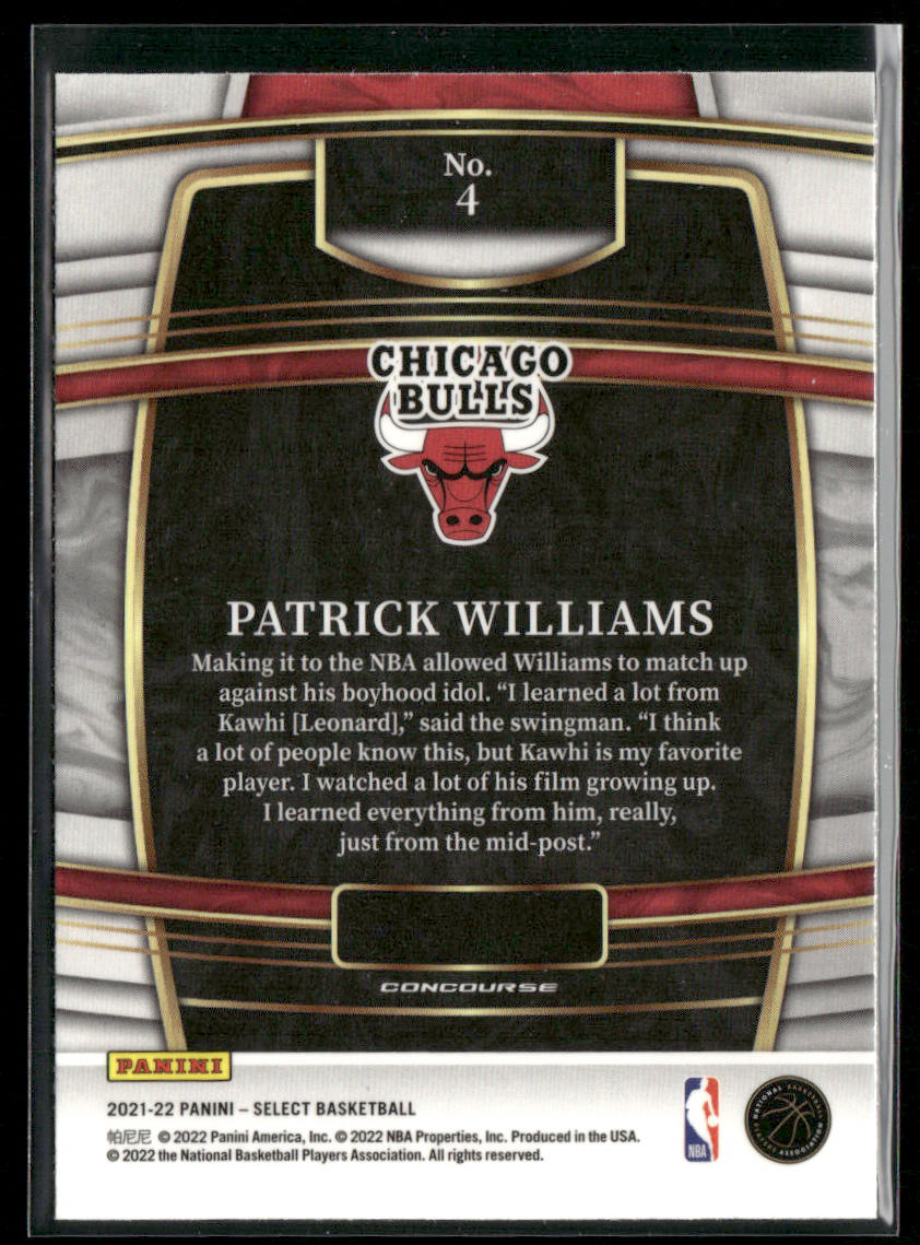 Patrick Williams 2021-22 Panini Select Blue (Retail Base) #4 Chicago Bulls