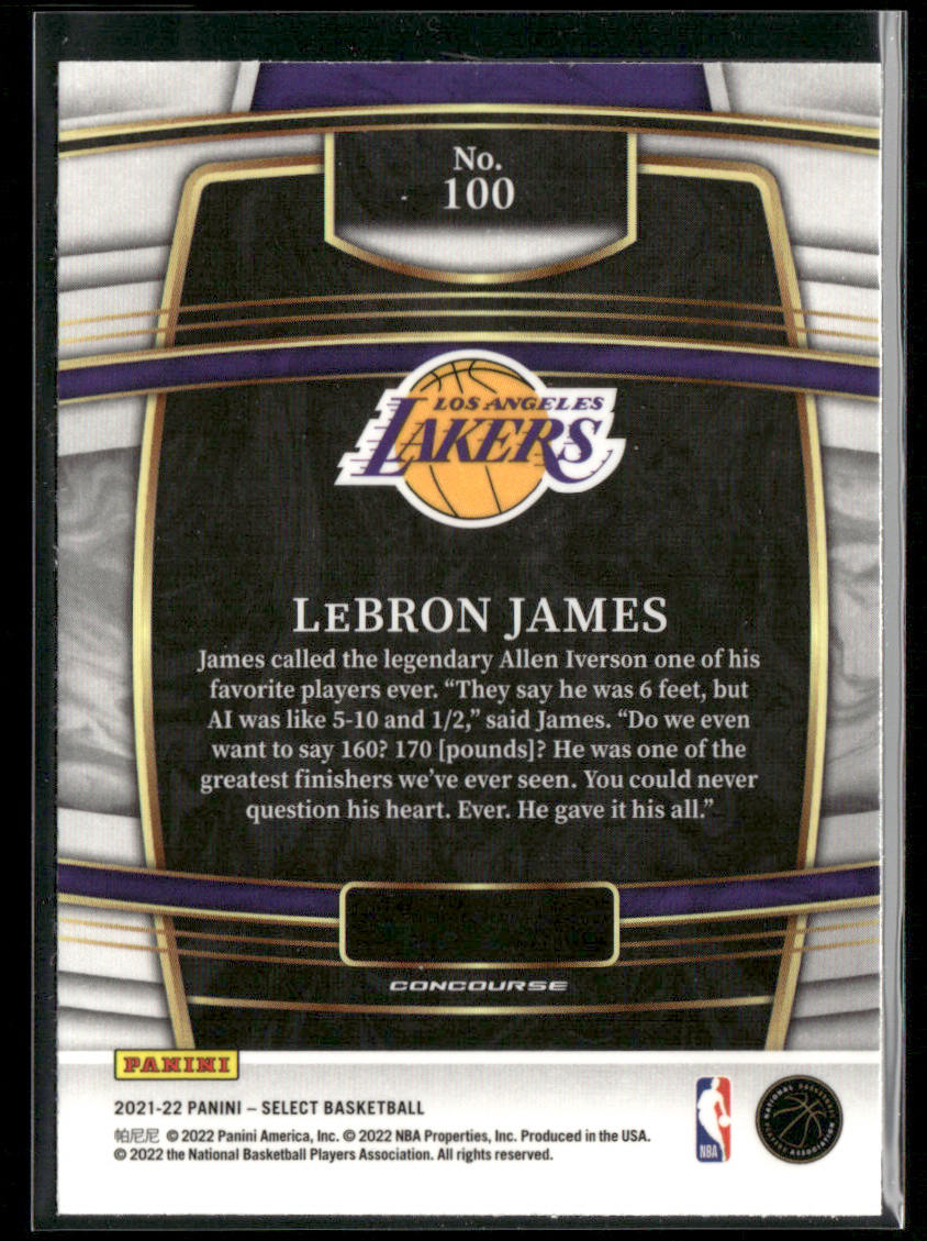 LeBron James 2021-22 Panini Select Blue (Retail Base) #100 Los Angeles Lakers