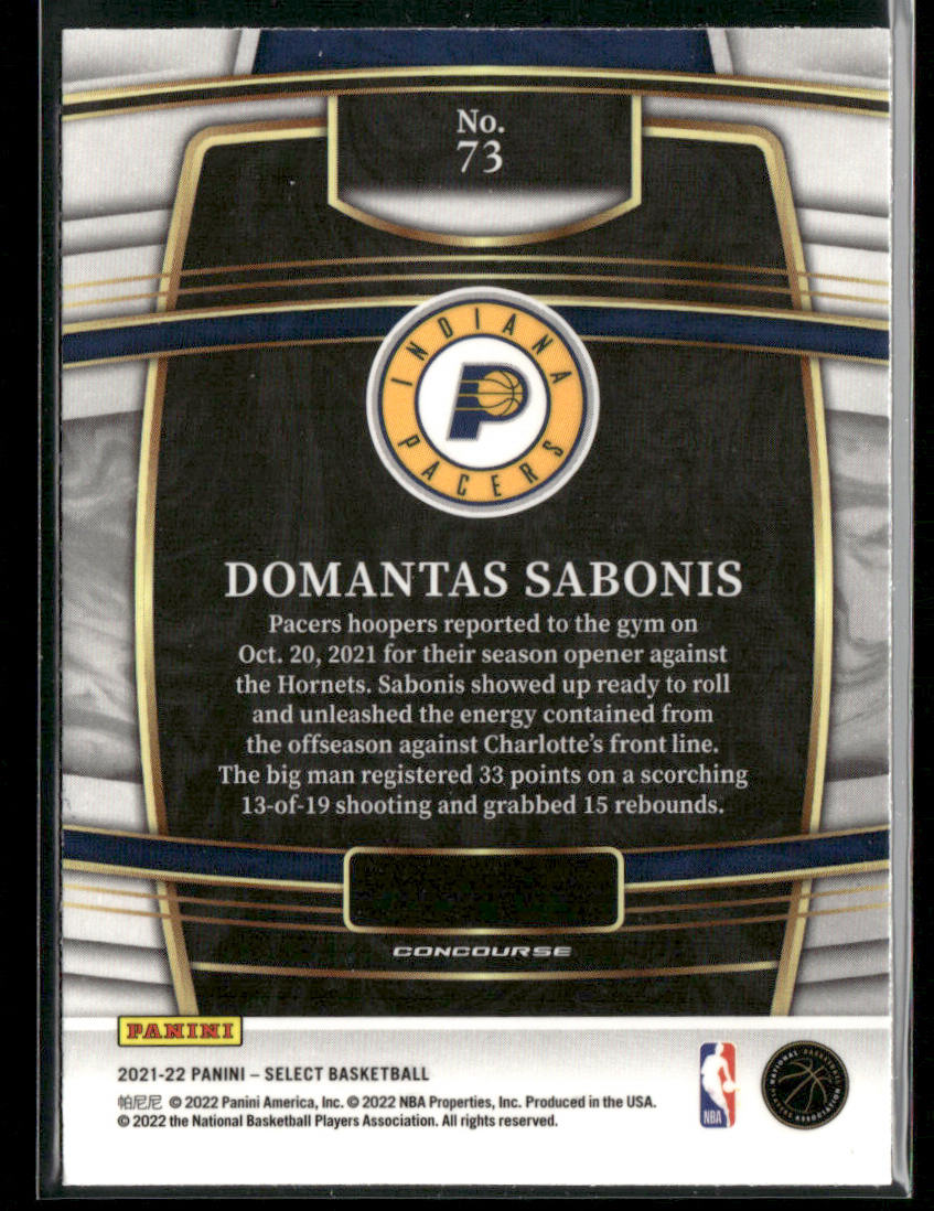 Domantas Sabonis 2021-22 Panini Select Blue (Retail Base) #73 Indiana Pacers