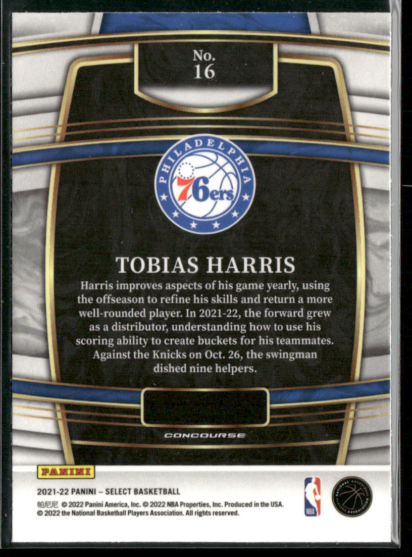 Tobias Harris 2021-22 Panini Select Blue (Retail Base) #16 Philadelphia 76ers