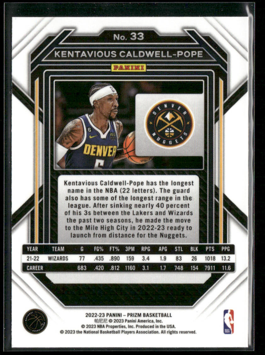 Kentavious Caldwell-Pope 2022-23 Panini Prizm #33 Denver Nuggets