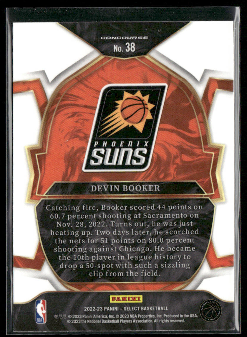 Devin Booker 2022-23 Panini Select Blue (Retail Base) #38 Phoenix Suns