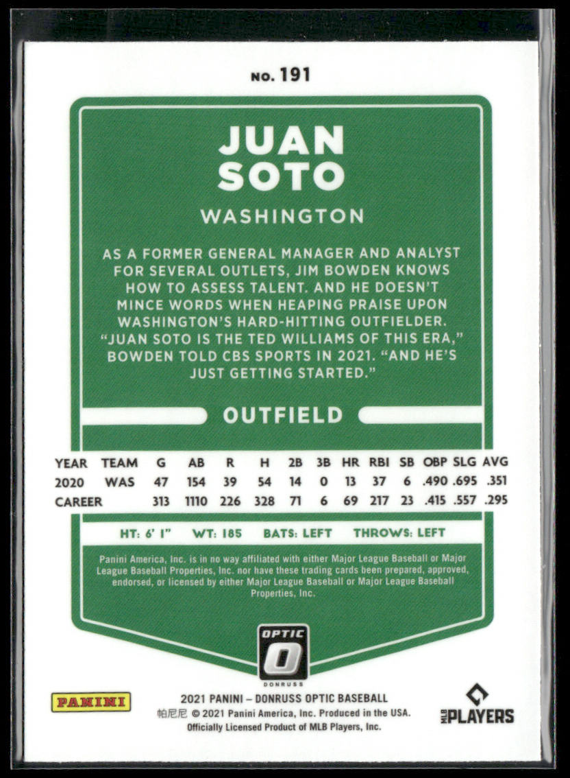 Juan Soto 2021 Donruss Optic #191 Washington Nationals