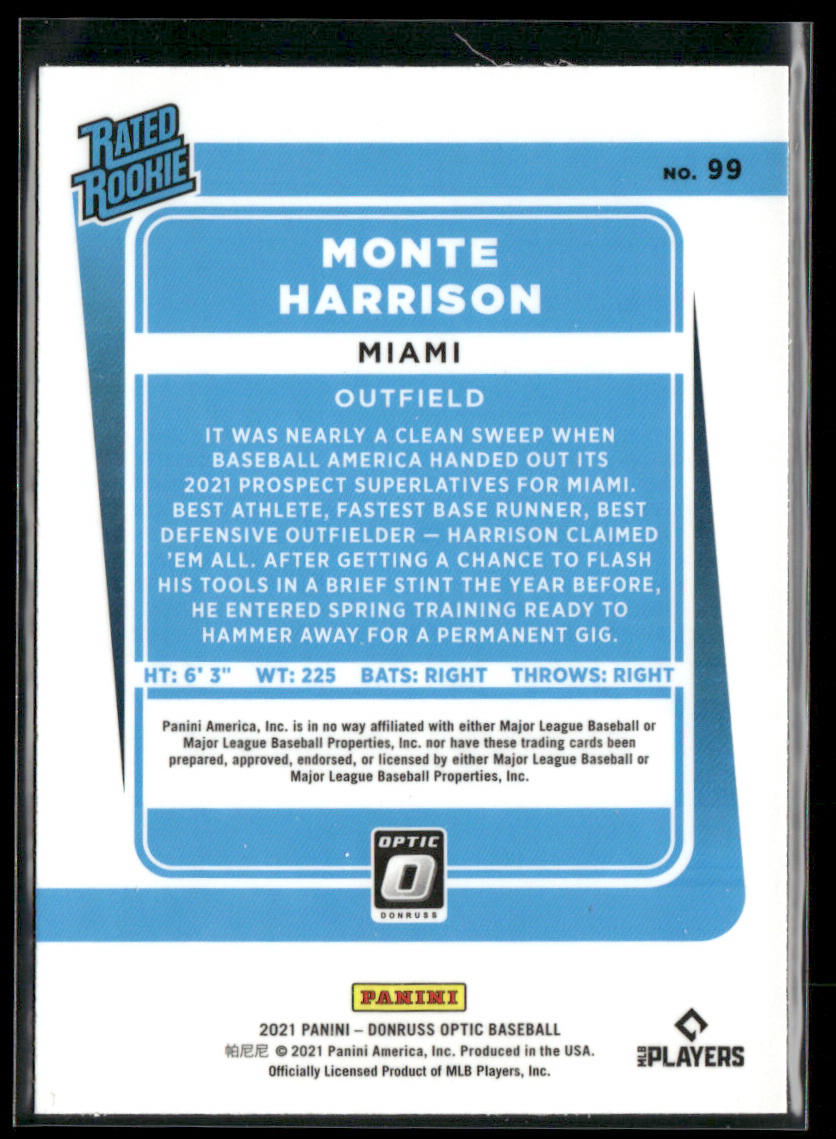 Monte Harrison 2021 Donruss Optic #99 RC Miami Marlins