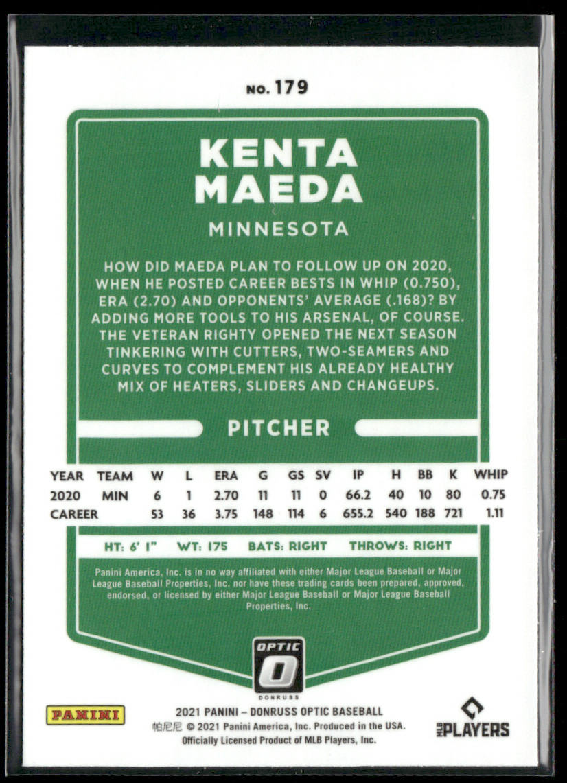 Kenta Maeda 2021 Donruss Optic #179a Minnesota Twins