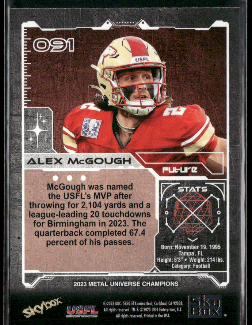 Alex McGough 2023 SkyBox Metal Universe Champions #091