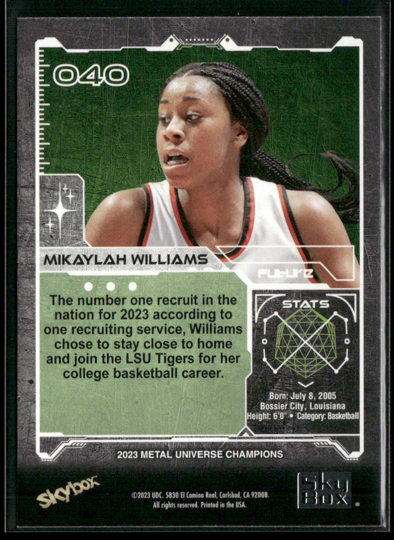 Mikaylah Williams 2023 SkyBox Metal Universe Champions #040 back