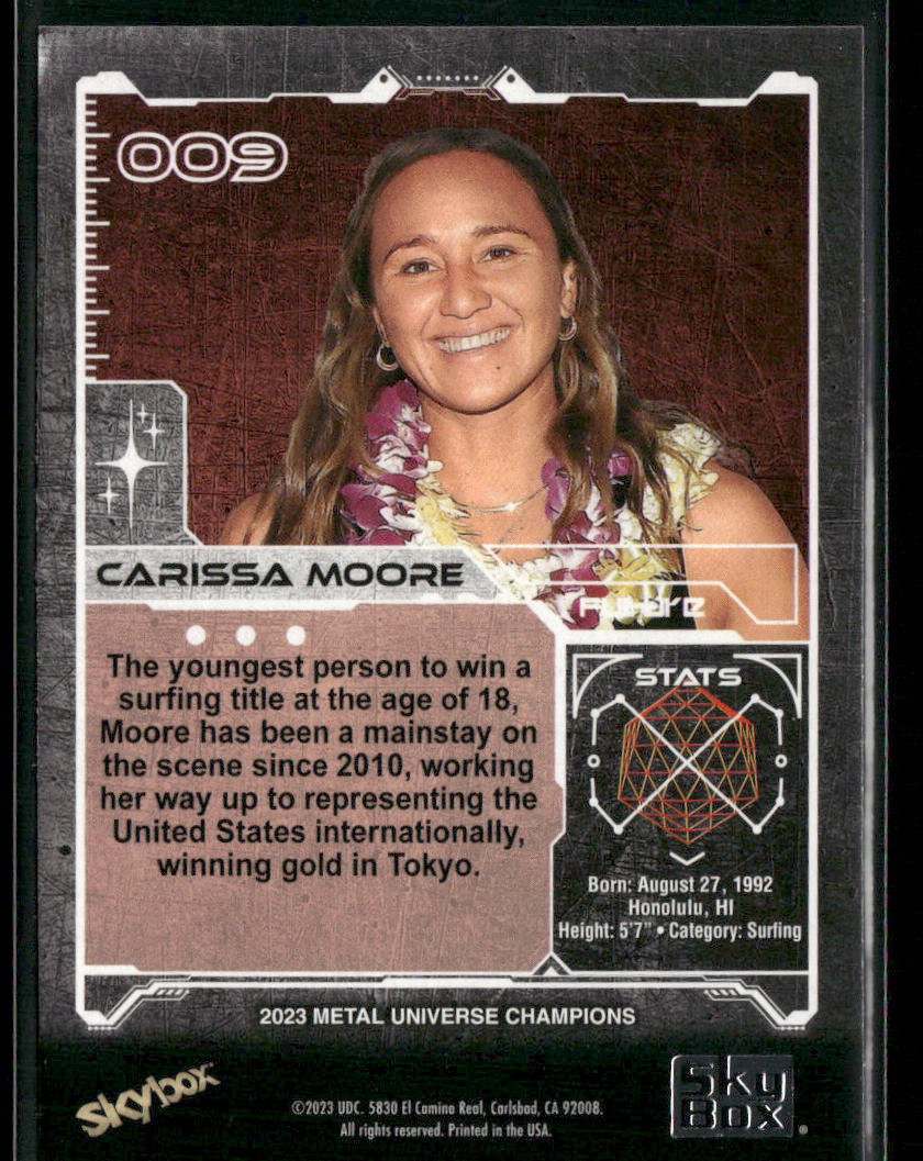 Carissa Moore 2023 SkyBox Metal Universe Champions #009 USA