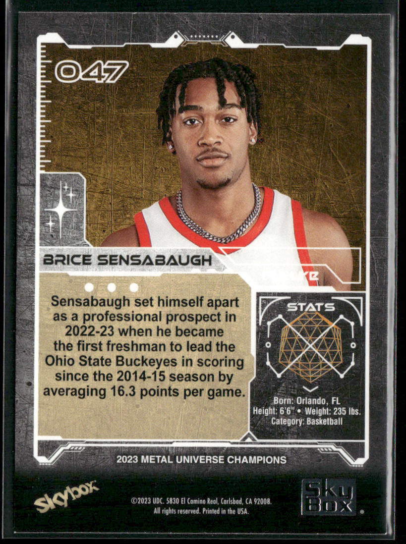 Brice Sensabaugh 2023 SkyBox Metal Universe Champions #047