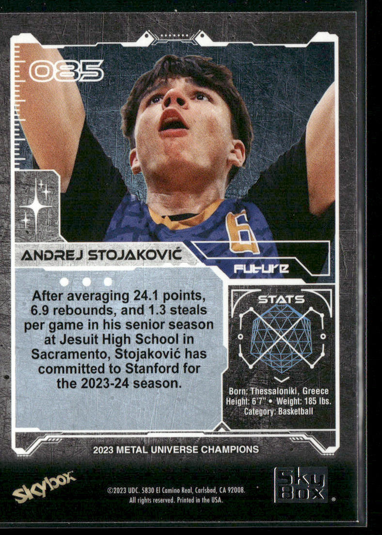 Andrej Stojakovic 2023 SkyBox Metal Universe Champions #085
