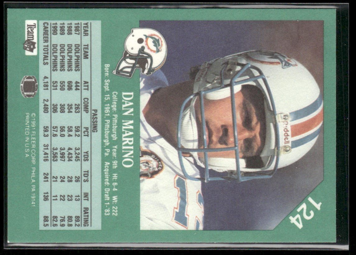 Dan Marino 1991 Fleer #124 Miami Dolphins
