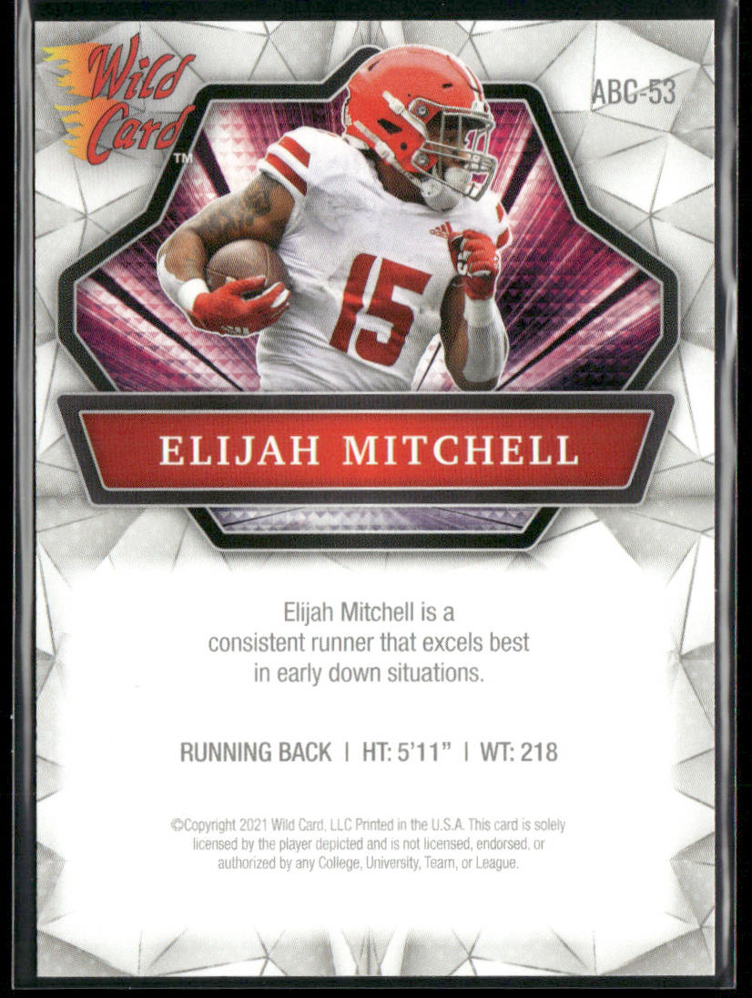 Elijah Mitchell 2021 Wild Card Alumination #ABC-53 Ole Miss Rebels back