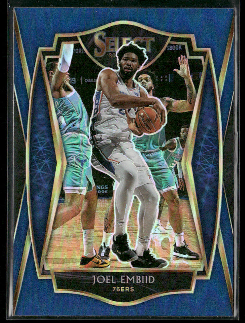 Joel Embiid 2020-21 Panini Select Blue Prizms #120 Philadelphia 76ers