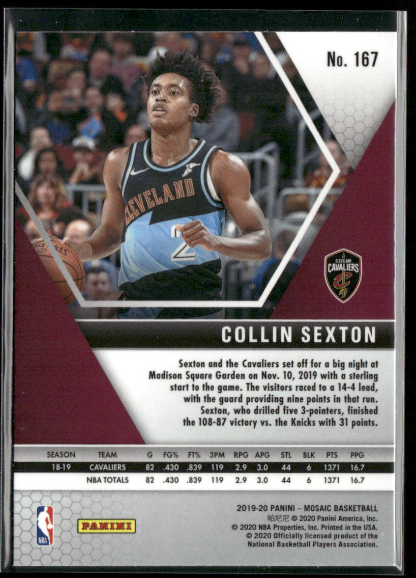 Collin Sexton 2019-20 Panini Mosaic #167 Cleveland Cavaliers