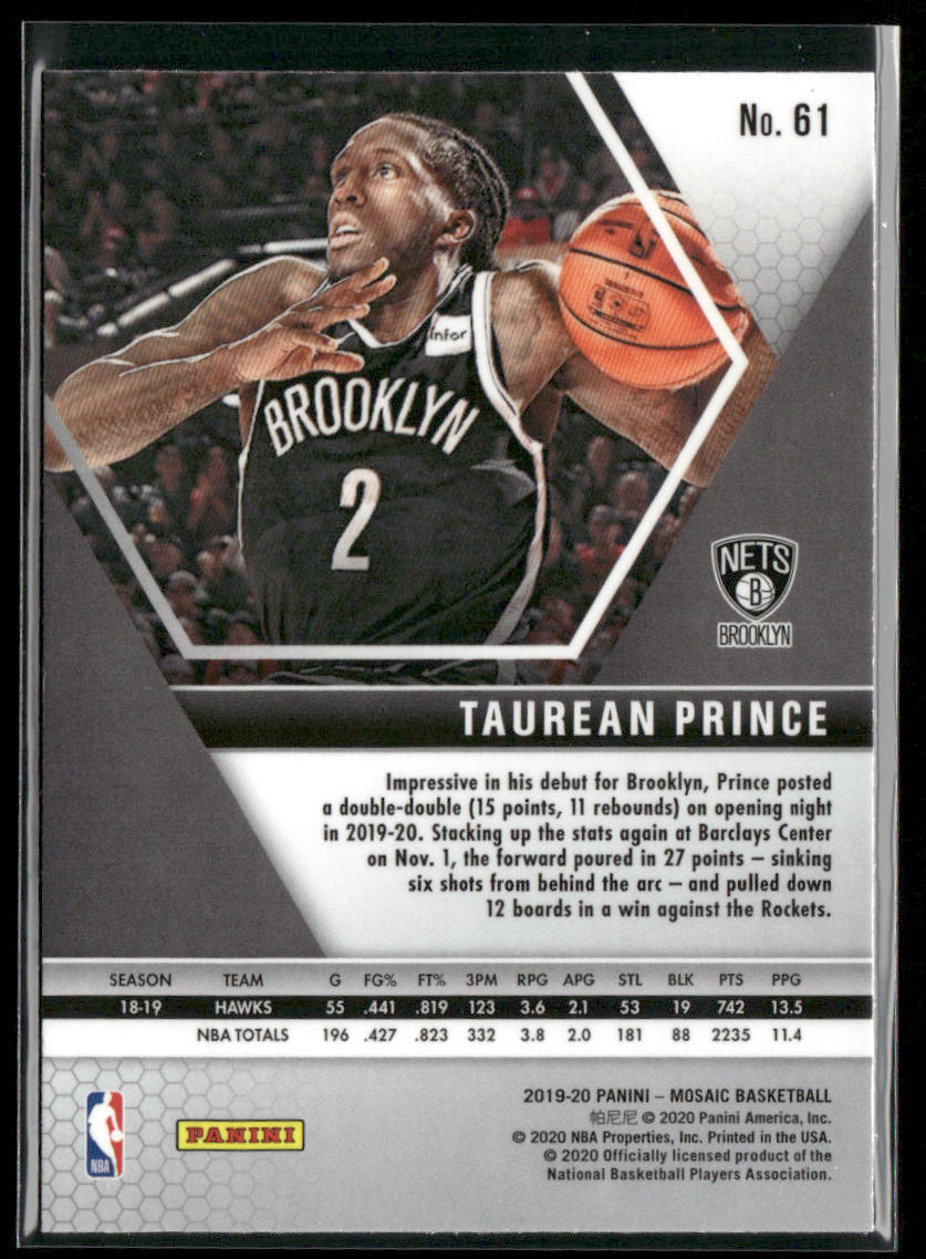 Taurean Prince 2019-20 Panini Mosaic #61 Brooklyn Nets