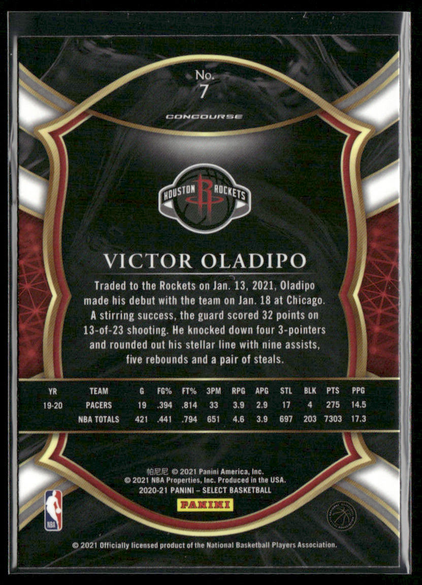 Victor Oladipo 2020-21 Panini Select Blue #7 Houston Rockets