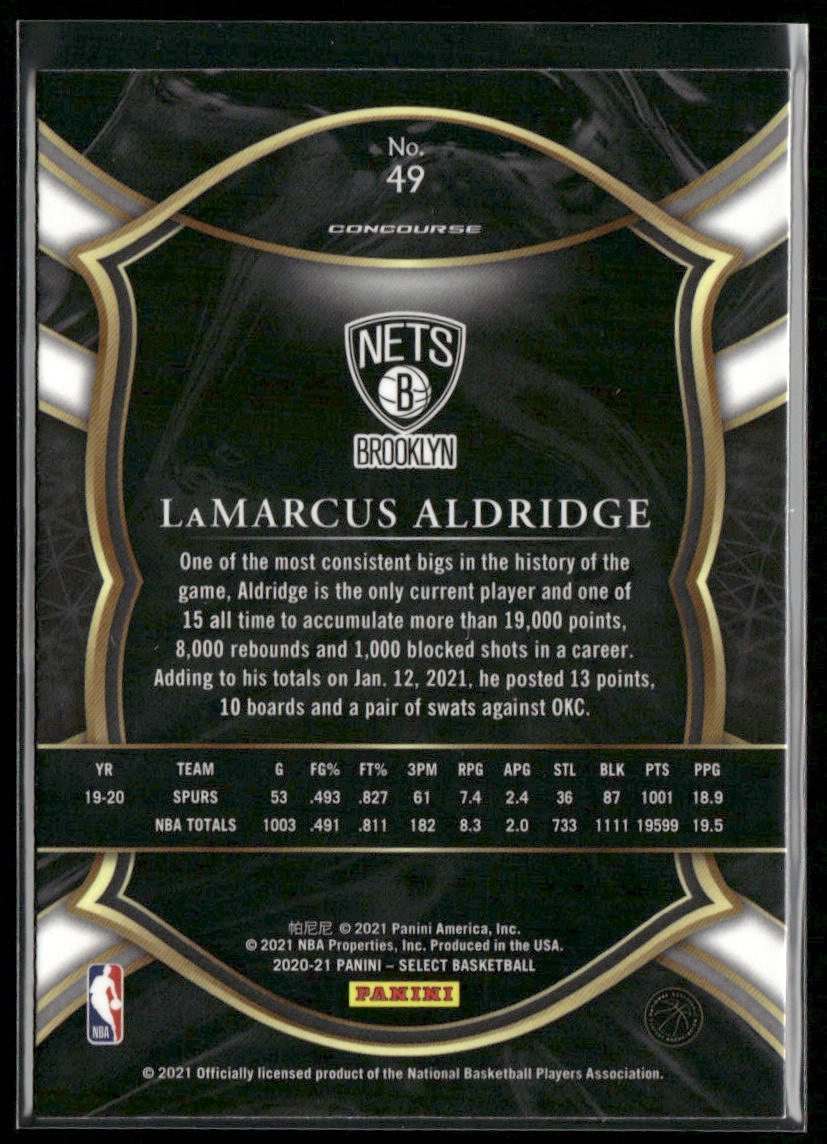 LaMarcus Aldridge 2020-21 Panini Select Blue #49 Brooklyn Nets