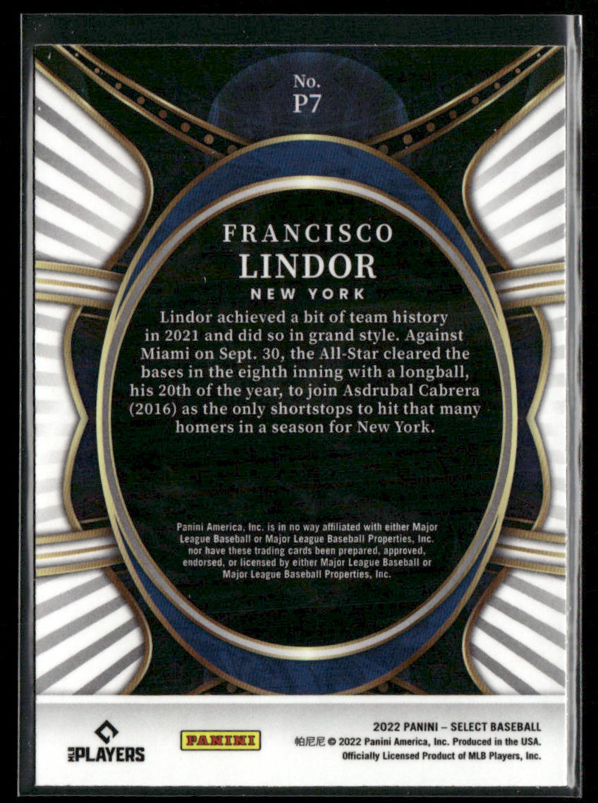 Francisco Lindor 2022 Panini Select Phenomenon #P7 New York Mets