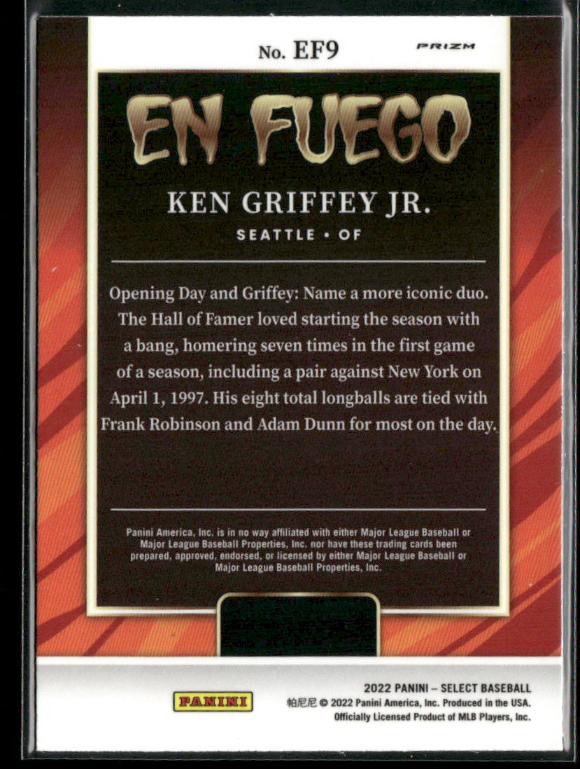 Ken Griffey Jr. 2022 Panini Select En Fuego Holo #EF9 Seattle Mariners