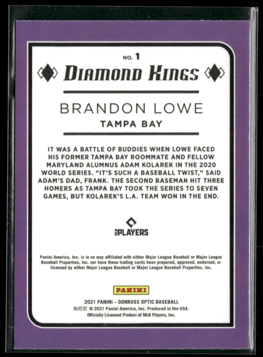 Brandon Lowe 2021 Donruss Optic #1 Tampa Bay Rays